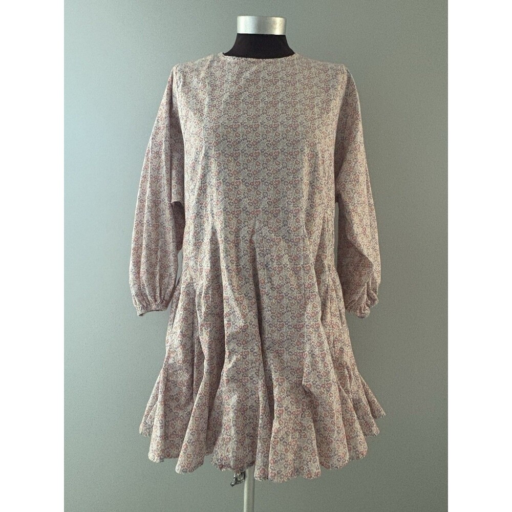 Storia Mini Dress Womens M Pink Floral Babydoll Cottagecore Prairie Twirl